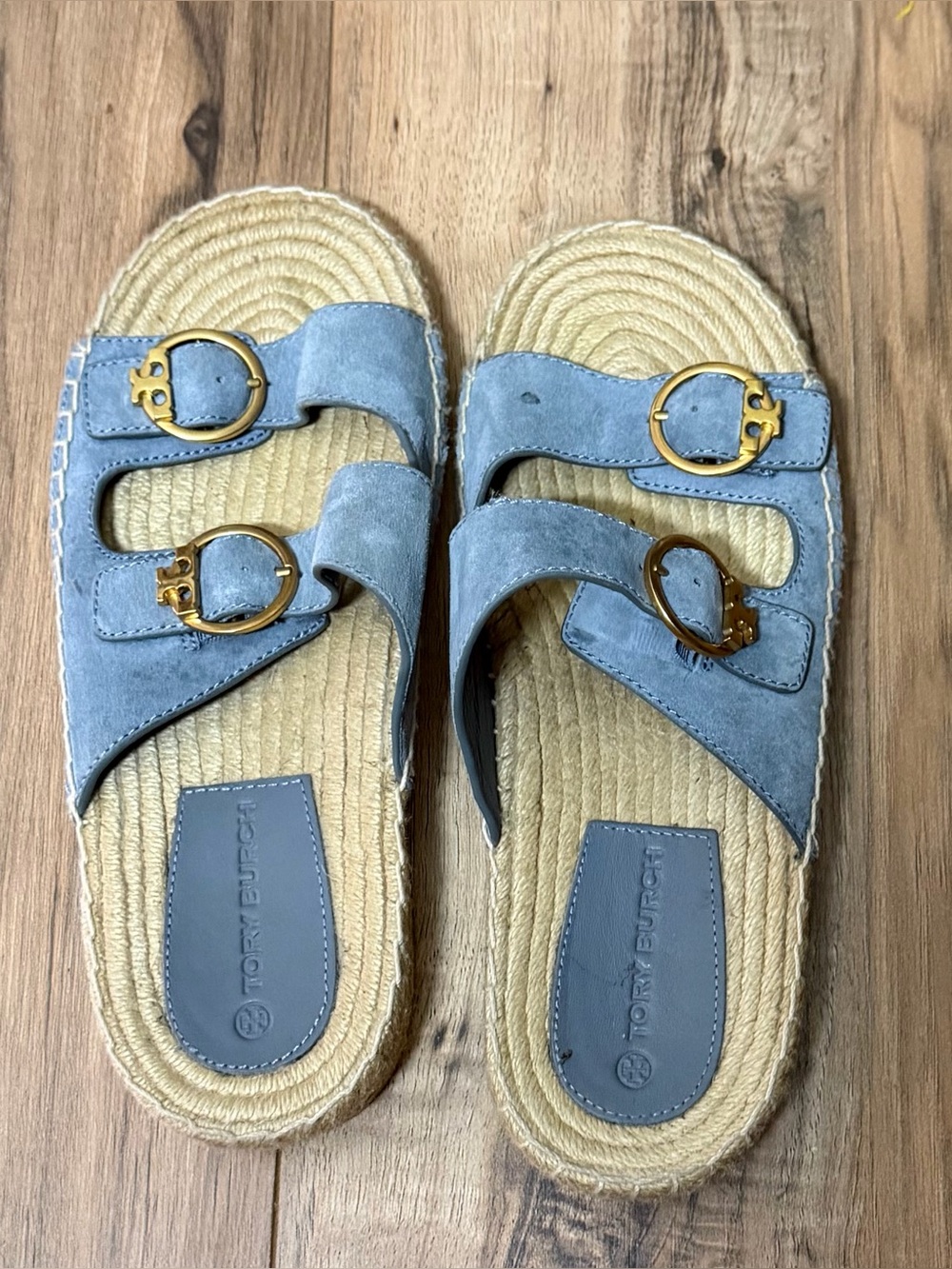 Tory Burch blue espadrille flats slides size 9 - Picture 2 of 7